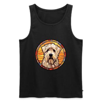 Soft Coated Wheaten Terrier Dog Breed Stained Glas - Men's Premium Organic Tank Top - black - Front - AI Model Male 178 light (178cm)