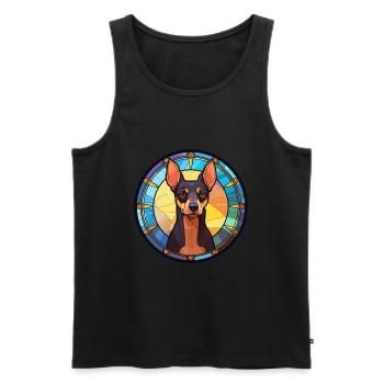 Jouet Manchester Terrier chien race vitrail Col - Débardeur bio Premium Homme - noir - Devant - AI Model Male 178 light (178cm)