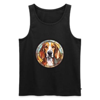 Treeing Walker Coonhound chien race vitrail C - Débardeur bio Premium Homme - noir - Devant - Michal (187cm)