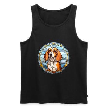 Tyroler Bracke chien race vitrail coloré Wa - Débardeur bio Premium Homme - noir - Devant - Michal (187cm)
