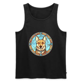 Westsibirische Laika-Hunderasse Buntglasfarbe - Männer Premium Bio Tank Top - Schwarz - Vorne - AI Model Male 178 light (178cm)