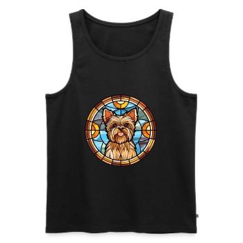 Yorkshire Terrier Dog Breed Stained Glass Colorful - Men's Premium Organic Tank Top - black - Front - AI Model Male 178 light (178cm)