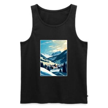 Saalbach Österreich Vintage Reiseposter Souvenir - Männer Premium Bio Tank Top - Schwarz - Vorne - Michal (187cm)
