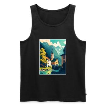 Hallein Autriche Affiche de voyage vintage WPA Souvenir - Débardeur bio Premium Homme - noir - Devant - Michal (187cm)
