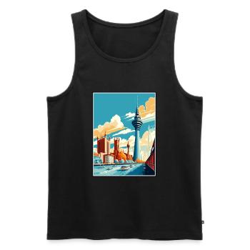 Dusseldorf Germany Vintage Travel Poster Souvenir - Men's Premium Organic Tank Top - black - Front - Michal (187cm)