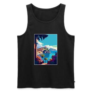 Ischia Italy Coastal Vintage Travel Poster WPA Art - Men's Premium Organic Tank Top - black - Front - Michal (187cm)