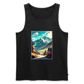 Mayrhofen Österreich Vintage Reiseposter Souvenir - Männer Premium Bio Tank Top - Schwarz - Vorne - Michal (187cm)