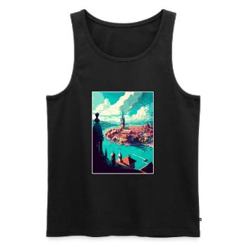 Zürich Schweiz Vintage Reiseposter Souvenir - Männer Premium Bio Tank Top - Schwarz - Vorne - Michal (187cm)