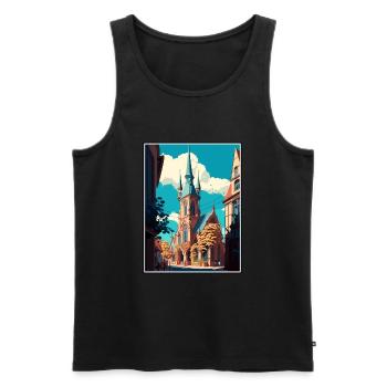 Bielefeld Germany Vintage Travel Poster Souvenir - Men's Premium Organic Tank Top - black - Front - Michal (187cm)