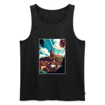 Fribourg Suisse Vintage voyage affiche WPA Art - Débardeur bio Premium Homme - noir - Devant - Michal (187cm)