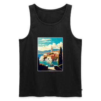 Brac Kroatien Vintage Reiseposter WPA Souvenir - Männer Premium Bio Tank Top - Schwarz - Vorne - AI Model Male 178 light (178cm)