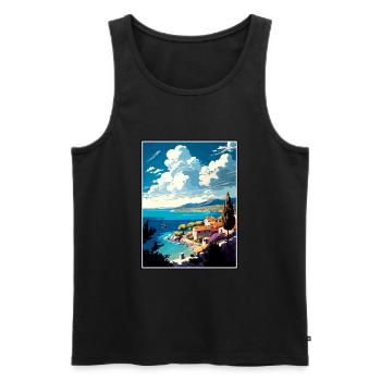 Insel Brac Kroatien Vintage Reiseposter Souvenir - Männer Premium Bio Tank Top - Schwarz - Vorne - AI Model Male 178 light (178cm)
