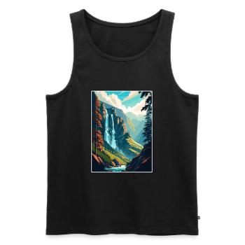Reichenbachfälle Schweiz Reiseposter - Männer Premium Bio Tank Top - Schwarz - Vorne - Michal (187cm)