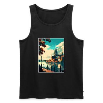 Constance Allemagne Vintage voyage affiche Souvenir - Débardeur bio Premium Homme - noir - Devant - Michal (187cm)