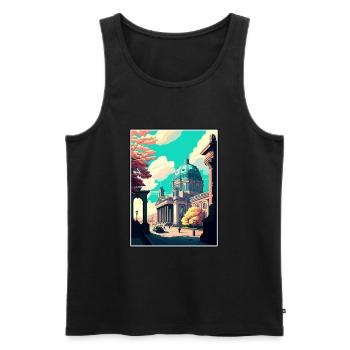 Berlin Allemagne Vintage voyage affiche WPA Souvenir - Débardeur bio Premium Homme - noir - Devant - Michal (187cm)