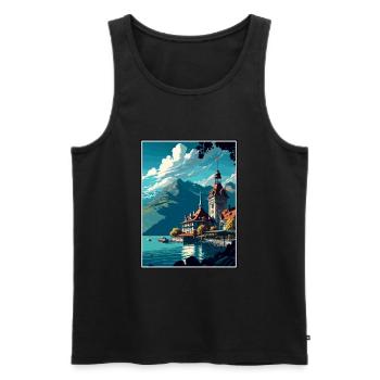 Montreux Schweiz Vintage Reiseposter WPA Kunst - Männer Premium Bio Tank Top - Schwarz - Vorne - Michal (187cm)