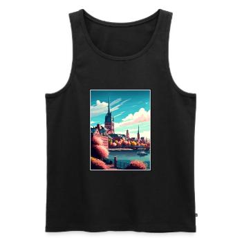 Mainz Deutschland Vintage Reiseposter WPA Souvenir - Männer Premium Bio Tank Top - Schwarz - Vorne - Michal (187cm)