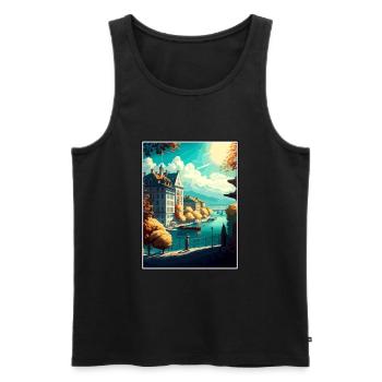 Genève Suisse Vintage voyage affiche Souvenir - Débardeur bio Premium Homme - noir - Devant - Michal (187cm)