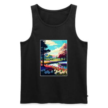 Keukenhof Gardens Niederlande Reiseposter - Männer Premium Bio Tank Top - Schwarz - Vorne - Michal (187cm)