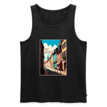 Dijon France Vintage voyage affiche WPA Souvenir - Débardeur bio Premium Homme - noir - Devant - Michal (187cm)