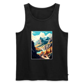 Vallée d’Aoste Italie Vintage voyage affiche Souvenir - Débardeur bio Premium Homme - noir - Devant - AI Model Male 178 light (178cm)