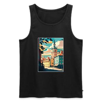 Poznan European Poland Vintage Travel Poster WPA - Men's Premium Organic Tank Top - black - Front - Michal (187cm)
