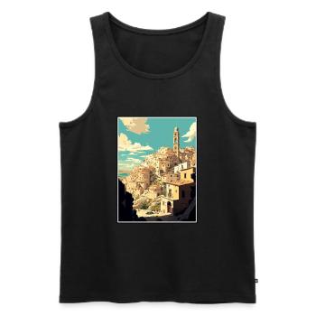 Matera Italy Vintage Travel Poster WPA Souvenir - Men's Premium Organic Tank Top - black - Front - AI Model Male 178 light (178cm)