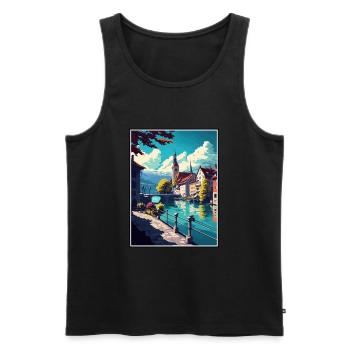 Thun Schweiz Vintage Reiseposter Souvenir - Männer Premium Bio Tank Top - Schwarz - Vorne - Michal (187cm)