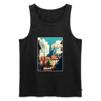 Erfurt Germany Vintage Travel Poster WPA Souvenir - Men's Premium Organic Tank Top - black - Front - Michal (187cm)