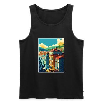 Bilbao Spain Vintage Travel Poster WPA Souvenir - Men's Premium Organic Tank Top - black - Front - AI Model Male 178 light (178cm)