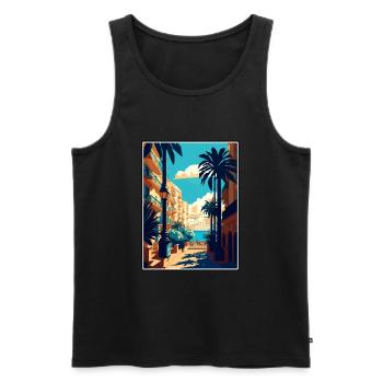Malaga Espagne Vintage voyage affiche WPA Souvenir - Débardeur bio Premium Homme - noir - Devant - Michal (187cm)