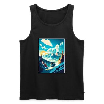 Laax Schweiz Vintage Reiseposter Souvenir - Männer Premium Bio Tank Top - Schwarz - Vorne - AI Model Male 178 light (178cm)