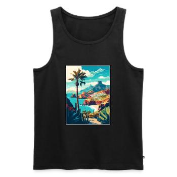 Gran Canaria Espagne Vintage voyage affiche Souvenir - Débardeur bio Premium Homme - noir - Devant - Michal (187cm)