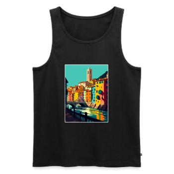 Girona Spain Vintage Travel Poster WPA Souvenir - Men's Premium Organic Tank Top - black - Front - Michal (187cm)