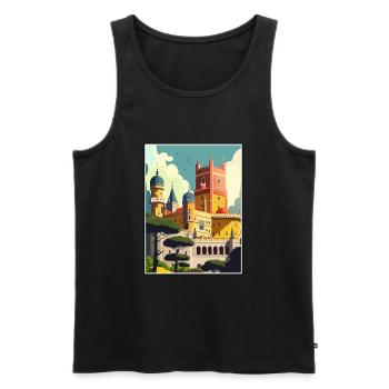 Sintra Portugal Vintage voyage affiche WPA Souvenir - Débardeur bio Premium Homme - noir - Devant - Michal (187cm)