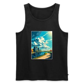 Almere Pays-Bas Vintage voyage affiche Souvenir - Débardeur bio Premium Homme - noir - Devant - Michal (187cm)