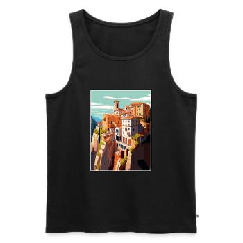 Cuenca Espagne Vintage voyage affiche WPA Souvenir - Débardeur bio Premium Homme - noir - Devant - Michal (187cm)