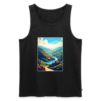 Vallée du Douro Portugal Vintage Travel Poster WPA - Débardeur bio Premium Homme - noir - Devant - Michal (187cm)