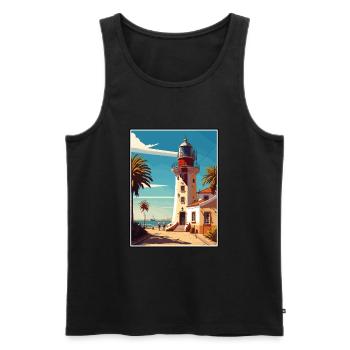 Faro Portugal Vintage voyage affiche WPA Souvenir - Débardeur bio Premium Homme - noir - Devant - Michal (187cm)
