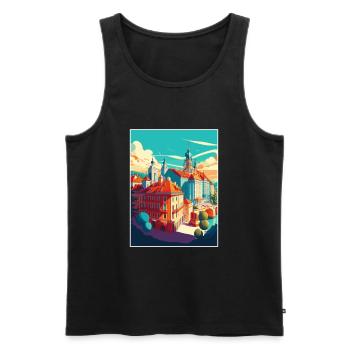 Bratislava Slowakei Vintage Reiseposter Souvenir - Männer Premium Bio Tank Top - Schwarz - Vorne - AI Model Male 178 light (178cm)