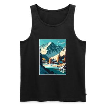 Arosa Switzerland Swiss Vintage Travel Poster WPA - Men's Premium Organic Tank Top - black - Front - Michal (187cm)