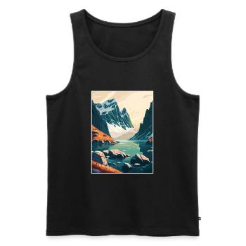 Bodo Norway Norwegian Vestfjorden Travel Poster - Men's Premium Organic Tank Top - black - Front - AI Model Male 178 light (178cm)