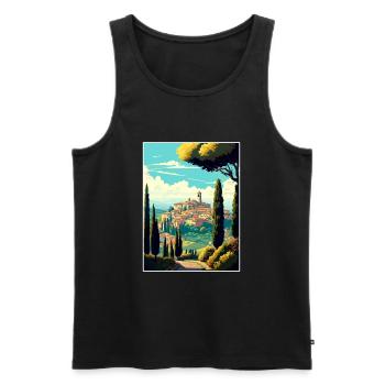Montepulciano Italie Vintage voyage affiche Souvenir - Débardeur bio Premium Homme - noir - Devant - Michal (187cm)