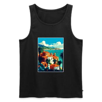Sicile Italie Décoration Vintage Voyage Affiche WPA - Débardeur bio Premium Homme - noir - Devant - Michal (187cm)