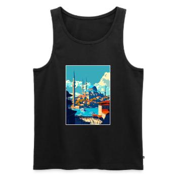 Istanbul Décoration Turquie Vintage Affiche De Voyage - Débardeur bio Premium Homme - noir - Devant - Michal (187cm)