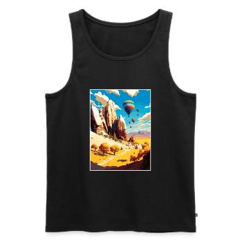 Cappadoce Décoration Vintage Voyage Affiche WPA - Débardeur bio Premium Homme - noir - Devant - Michal (187cm)