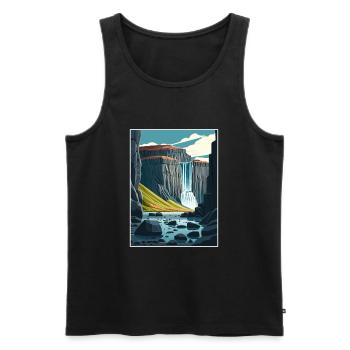 Skaftafell Island Wasserfall Vintage Reiseposter - Männer Premium Bio Tank Top - Schwarz - Vorne - Michal (187cm)