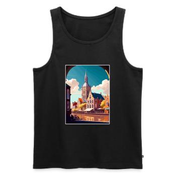 Haarlem Netherlands Vintage Travel Poster Souvenir - Men's Premium Organic Tank Top - black - Front - Michal (187cm)