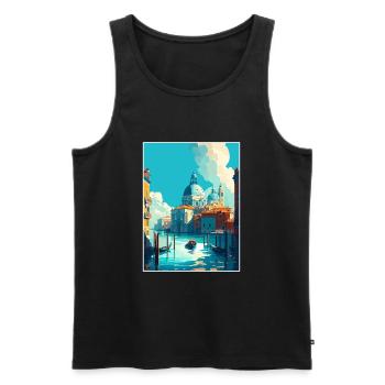 Venise Italie Décoration St Mark S Square Souvenir - Débardeur bio Premium Homme - noir - Devant - Michal (187cm)