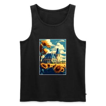 Vallée de la Loire France Vintage voyage affiche Souvenir - Débardeur bio Premium Homme - noir - Devant - Michal (187cm)